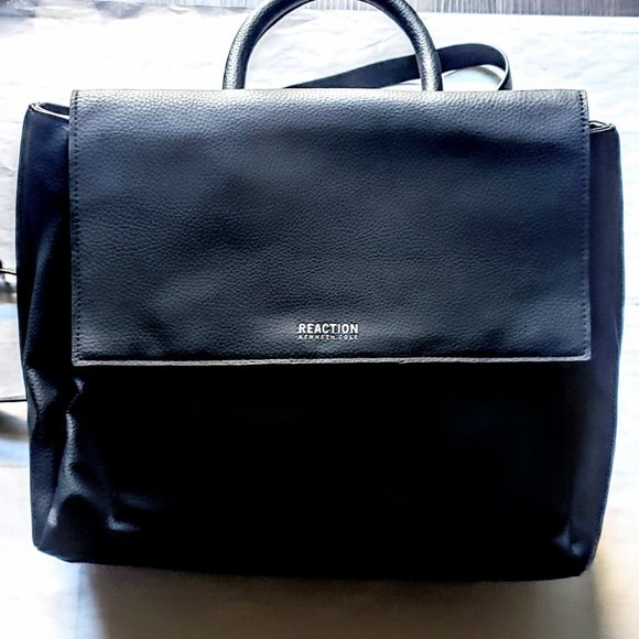 Leather Kenneth Cole Reaction Black Backpack Bag - Picture 1 of 4